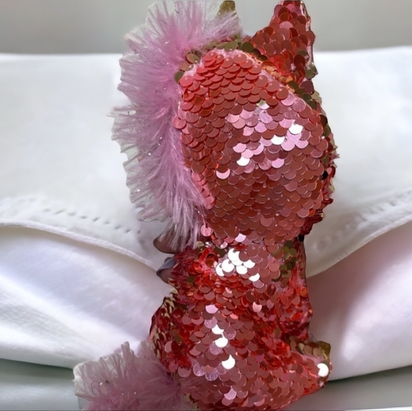 NEW TY Flippables Sequin Plush  SUNSET Unicorn 6" Beanie Baby - Picture 4 of 6